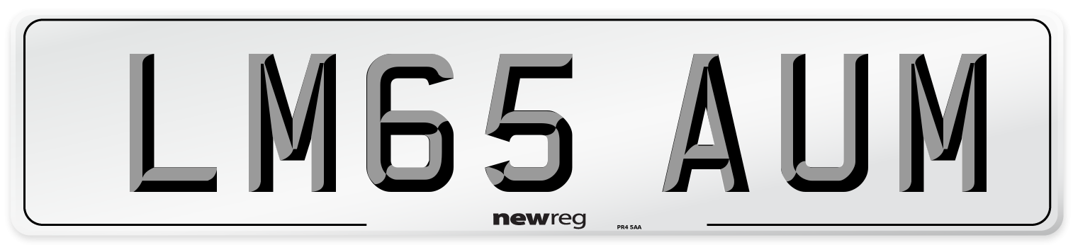 LM65 AUM Number Plate from New Reg